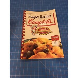 Campbell's Souper Recipes Cookbook 1994‎ Spiral Bound Vintage Soup Recipe Book